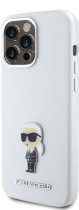 Karl Lagerfeld Ikonik Metal Pin Hard Silicone Case Apple iPhone 15 Pro Max White