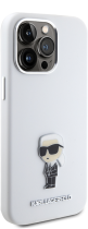 Karl Lagerfeld Ikonik Metal Pin Hard Silicone Case Apple iPhone 15 Pro Max White