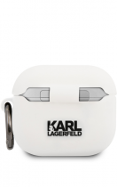 Karl Lagerfeld Embossed Logo Karl’s Head Collection Silicone Case Apple Airpods 3 White