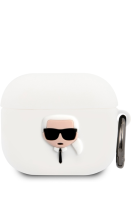 Karl Lagerfeld Embossed Logo Karl’s Head Collection Silicone Case Apple Airpods 3 White