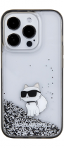 Karl Lagerfeld Ikonik Choupette Liquid Silicone Case Apple iPhone 15 Pro Max Clear / Silver Glitter