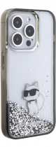 Karl Lagerfeld Ikonik Choupette Liquid Silicone Case Apple iPhone 15 Pro Max Clear / Silver Glitter