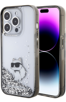 Karl Lagerfeld Ikonik Choupette Liquid Silicone Case Apple iPhone 15 Pro Max Clear / Silver Glitter