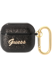 Guess Glitter Flakes Silicone Case Apple Airpods 3 Black