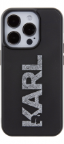 Karl Lagerfeld Karl 3D Logo Glitter Cover Hard Silicone Case Apple iPhone 15 Pro Glitter/Black