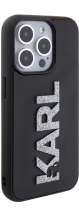 Karl Lagerfeld Karl 3D Logo Glitter Cover Hard Silicone Case Apple iPhone 15 Pro Glitter/Black