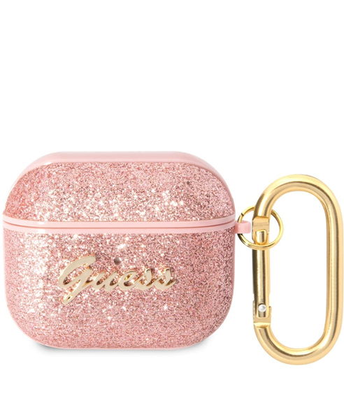 Guess Glitter Flakes Silicone Case Apple Airpods 3 Glitter Pink