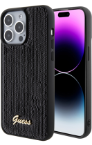 Guess “Sequin Script Metal” Hard Case Apple iPhone 15 Pro Max Black