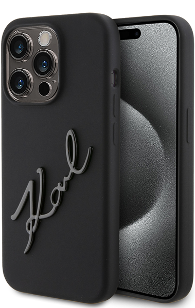Karl Lagerfeld “Karl Script Logo” Hard Silicone Case Apple iPhone 15 Pro Black