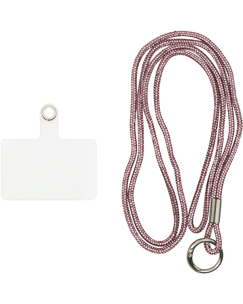 Vivid Lanyard Rhinestone Neck Strap Pink