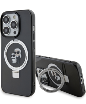 Karl Lagerfeld Magsafe Ringstand “Karl & Choupette’s Head” Hard Plastic Case Apple iPhone 15 Pro Bla