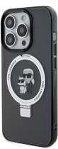 Karl Lagerfeld Magsafe Ringstand “Karl & Choupette’s Head” Hard Plastic Case Apple iPhone 15 Pro Bla