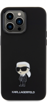Karl Lagerfeld Ikonik Metal Pin Hard Silicone Case Apple iPhone 15 Pro Max Black