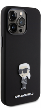 Karl Lagerfeld Ikonik Metal Pin Hard Silicone Case Apple iPhone 15 Pro Max Black