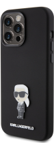 Karl Lagerfeld Ikonik Metal Pin Hard Silicone Case Apple iPhone 15 Pro Max Black