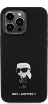 Karl Lagerfeld Ikonik Metal Pin Hard Silicone Case Apple iPhone 15 Pro Max Black