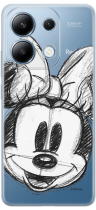 Disney Case Redmi Note 13 4G Minnie Partial Print Sketch Transparent