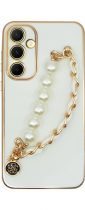 Vivid Silicone Case Pearl Chain Holder Samsung Galaxy A13 5G White/Gold