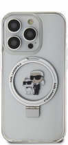 Karl Lagerfeld Magsafe Ringstand Case “Karl & Choupette’s Head” Hard Plastic Apple iPhone 15 Pro Max