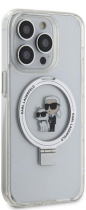 Karl Lagerfeld Magsafe Ringstand Case “Karl & Choupette’s Head” Hard Plastic Apple iPhone 15 Pro Max