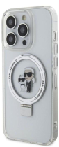 Karl Lagerfeld Magsafe Ringstand Case “Karl & Choupette’s Head” Hard Plastic Apple iPhone 15 Pro Max