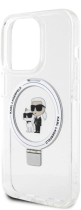 Karl Lagerfeld Magsafe Ringstand Case “Karl & Choupette’s Head” Hard Plastic Apple iPhone 15 Pro Max