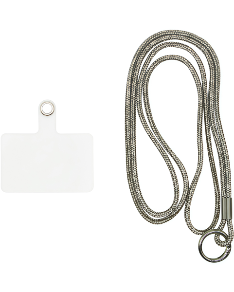 Vivid Lanyard Rhinestone Neck Strap Silver