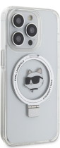 Karl Lagerfeld Magsafe Ringstand “Choupette’s Head” Hard Plastic Case Apple iPhone 15 Pro White