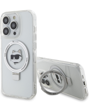 Karl Lagerfeld Magsafe Ringstand “Choupette’s Head” Hard Plastic Case Apple iPhone 15 Pro White