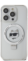 Karl Lagerfeld Magsafe Ringstand “Choupette’s Head” Hard Plastic Case Apple iPhone 15 Pro White