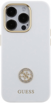Guess 4G Strass Logo Collection Silicone Case Apple iPhone 15 Pro Max White