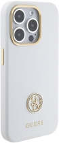 Guess 4G Strass Logo Collection Silicone Case Apple iPhone 15 Pro Max White