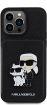 Karl Lagerfeld Karl+Choupette Saffiano Cardslots & Stand Case Apple iPhone 15 Pro Max Black
