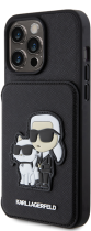 Karl Lagerfeld Karl+Choupette Saffiano Cardslots & Stand Case Apple iPhone 15 Pro Max Black