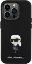 Karl Lagerfeld Ikonik Metal Pin Hard Silicone Case Apple iPhone 15 Pro Black