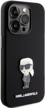 Karl Lagerfeld Ikonik Metal Pin Hard Silicone Case Apple iPhone 15 Pro Black