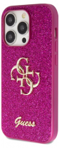 Guess Fixed Glitter 4G Logo Silicone Case Apple iPhone 15 Pro Purple
