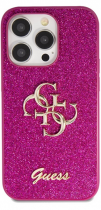 Guess Fixed Glitter 4G Logo Silicone Case Apple iPhone 15 Pro Purple