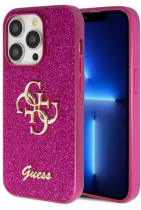 Guess Fixed Glitter 4G Logo Silicone Case Apple iPhone 15 Pro Purple
