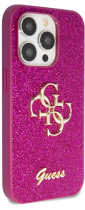 Guess Fixed Glitter 4G Logo Silicone Case Apple iPhone 15 Pro Purple