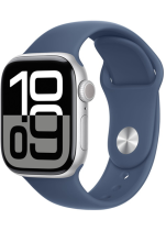 Apple Watch Series 10 GPS 42mm Silver Aluminium Case with Denim Sport Band (S/M)