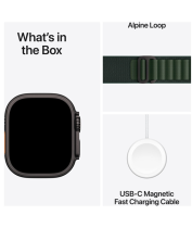 Apple Watch Ultra 2 GPS + Cellular 49mm Black Titanium Case with Dark Green Alpine Loop (Medium)