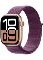 Apple Watch Series 10 GPS 42mm Rose Gold Aluminium Case with Plum Sport Loop