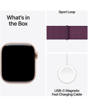 Apple Watch Series 10 GPS 42mm Rose Gold Aluminium Case with Plum Sport Loop