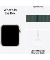 Apple Watch SE 2 GPS 44mm Starlight Aluminium Case with Lake Green Sport Loop