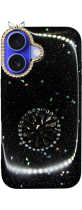 Vivid Glitter Stars Case with Holder Apple iPhone 16 Black