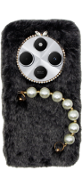 Vivid Fluffy Plush Case with Pearl Chain Redmi 14C 4G Grey/Black