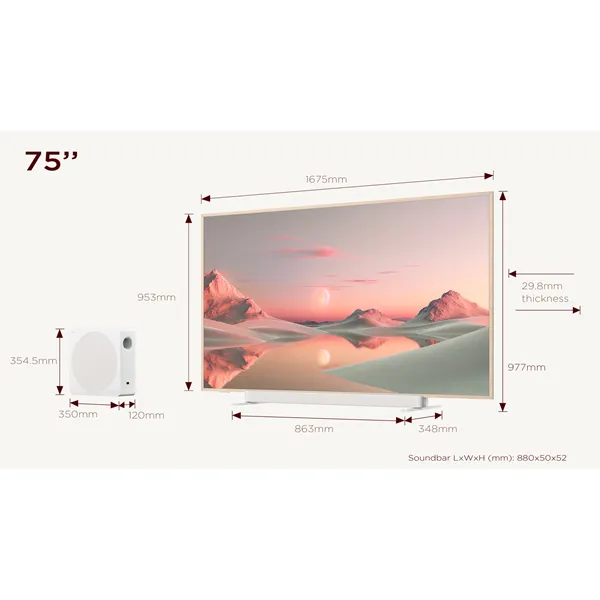 TCL 75A300 PRO NXTVISION PRO QLED TV with 3.1.2 Wireless SoundBar and Su...