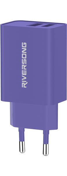 Riversong Travel Adapter SafeKub D2 2.4A Dual USB Purple