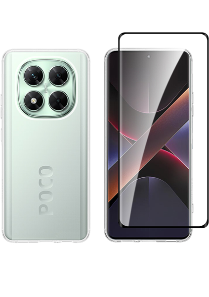 Vivid Set Gelly Case + 3D Curved Full Face Tempered Glass Poco X7 5G Black